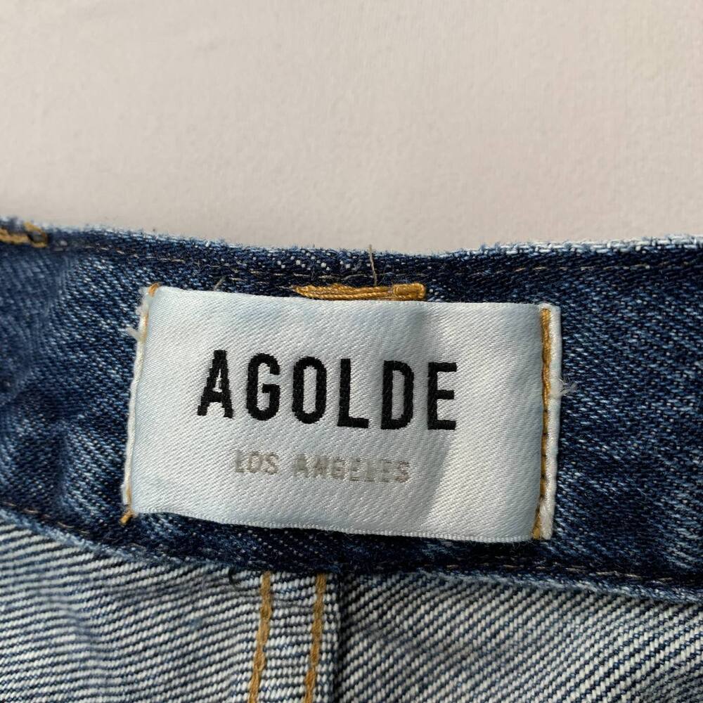 Agolde Dame Wide Leg Jeans 24 in Blue Denim High Rise Organic Cotton - Picture 4 of 13